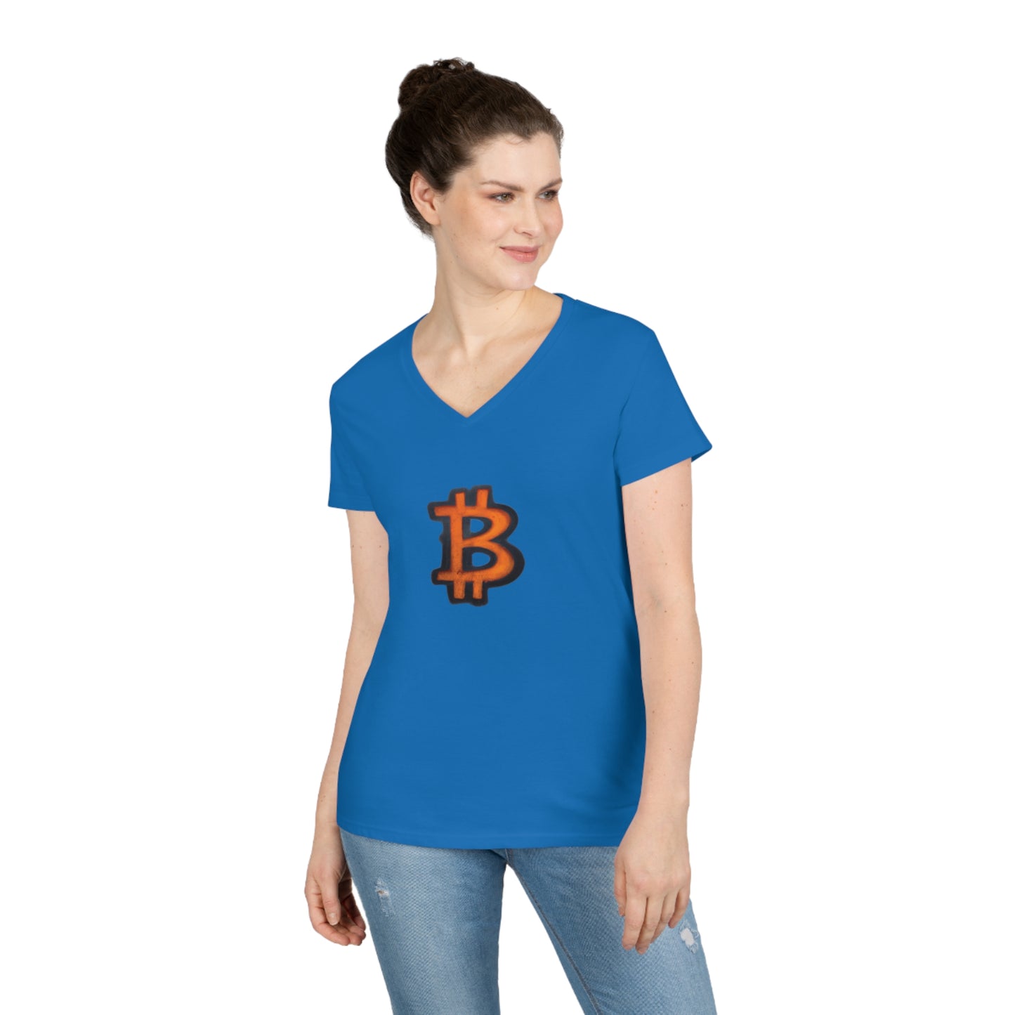 Orange Graffiti B - Ladies' V-Neck T-Shirt