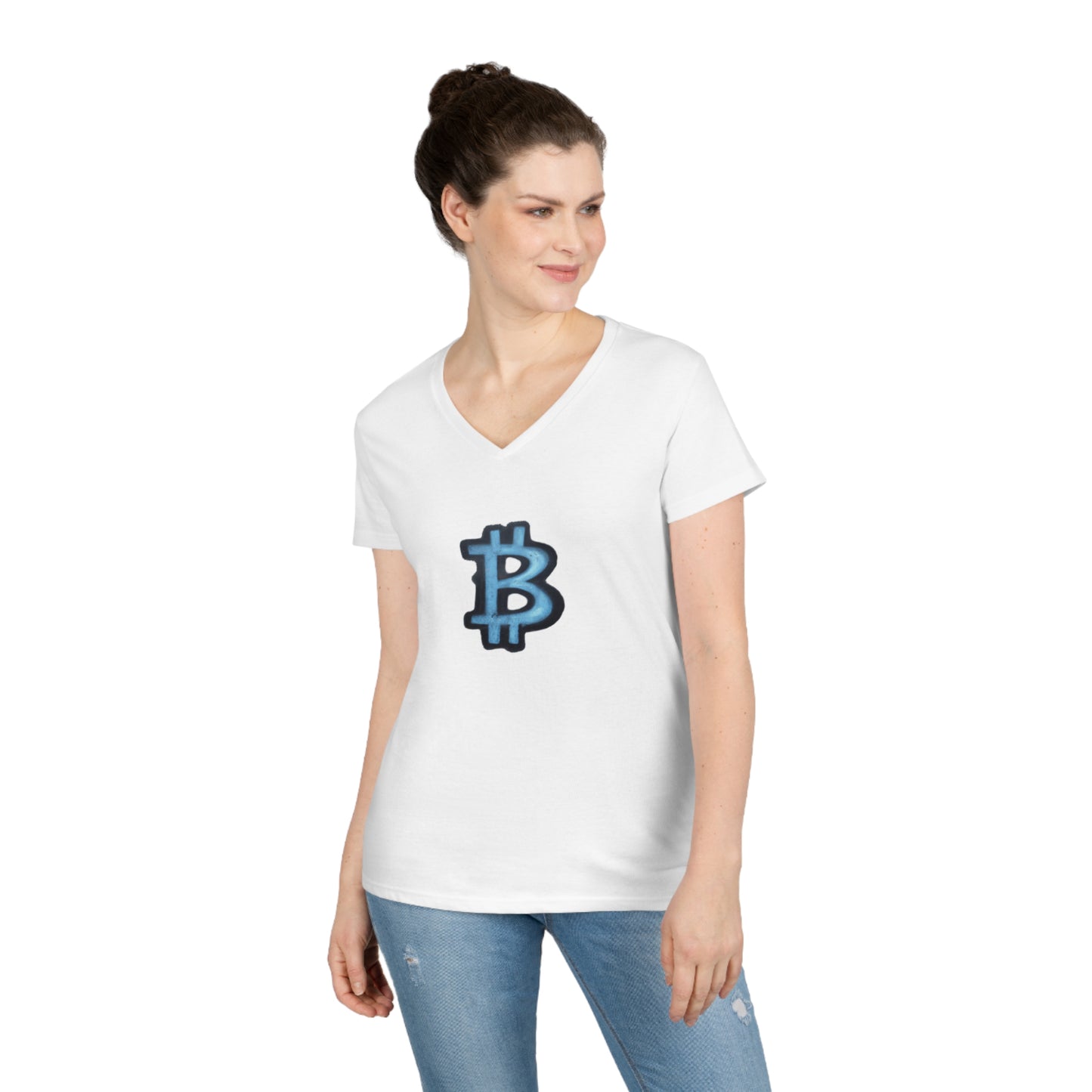 Blue Graffiti B - Ladies' V-Neck T-Shirt
