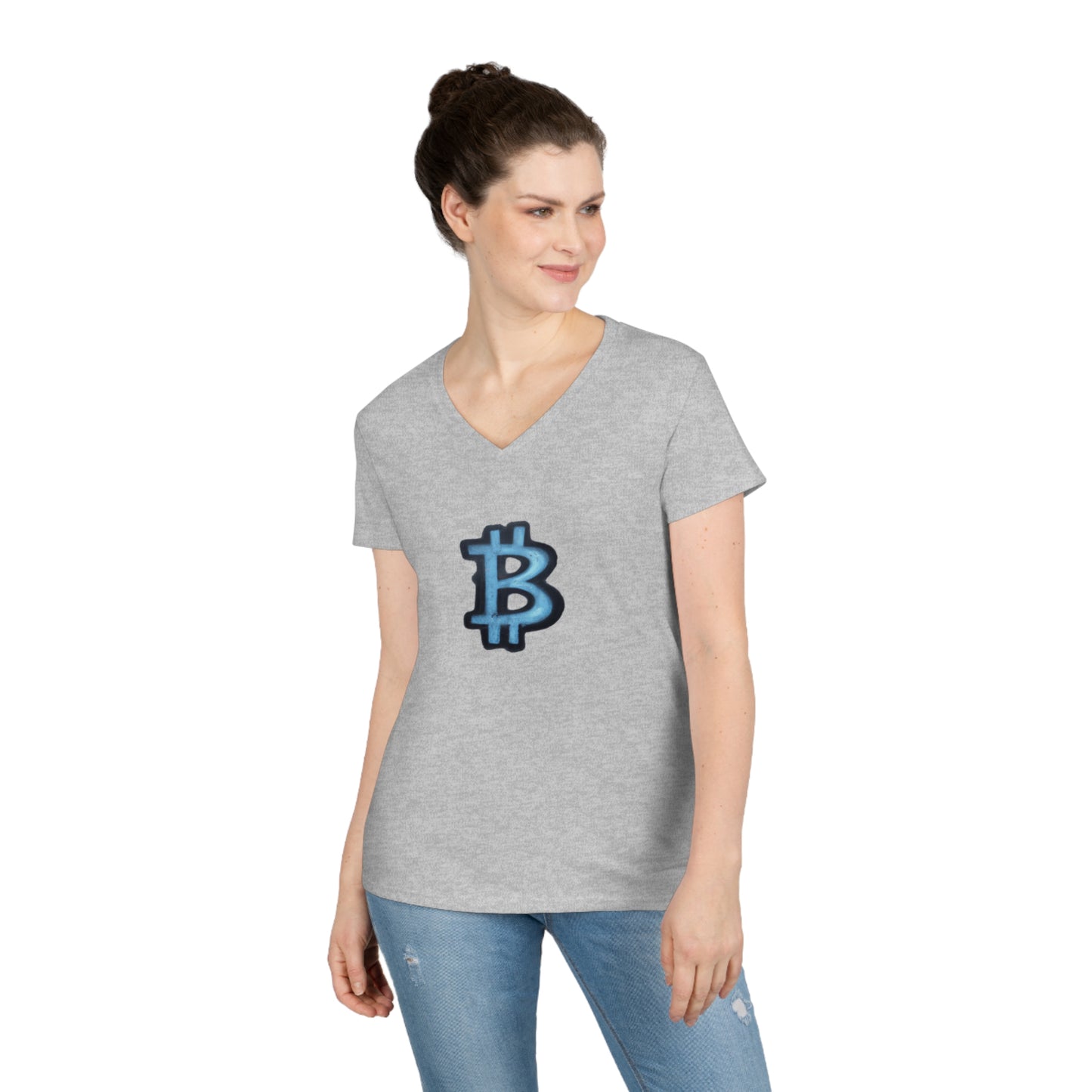 Blue Graffiti B - Ladies' V-Neck T-Shirt