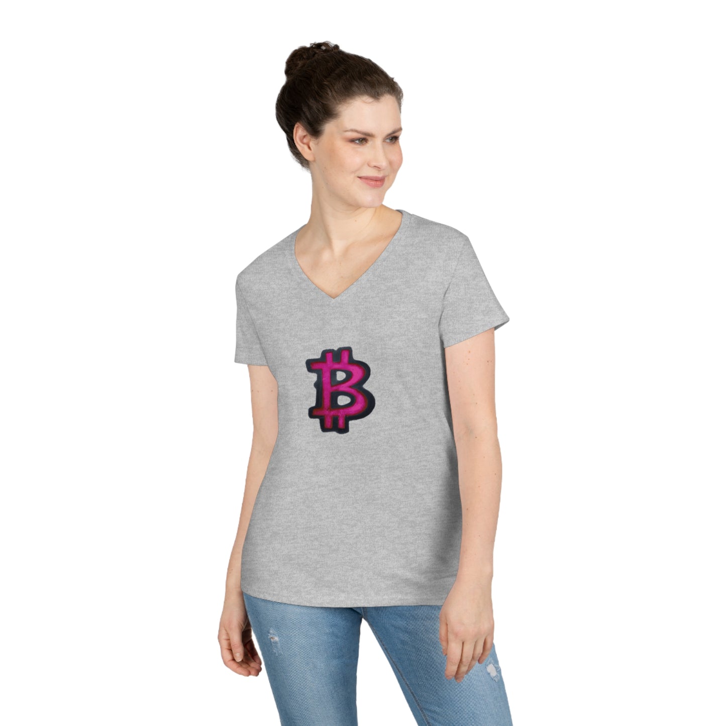 Pink Graffiti B - Ladies' V-Neck T-Shirt