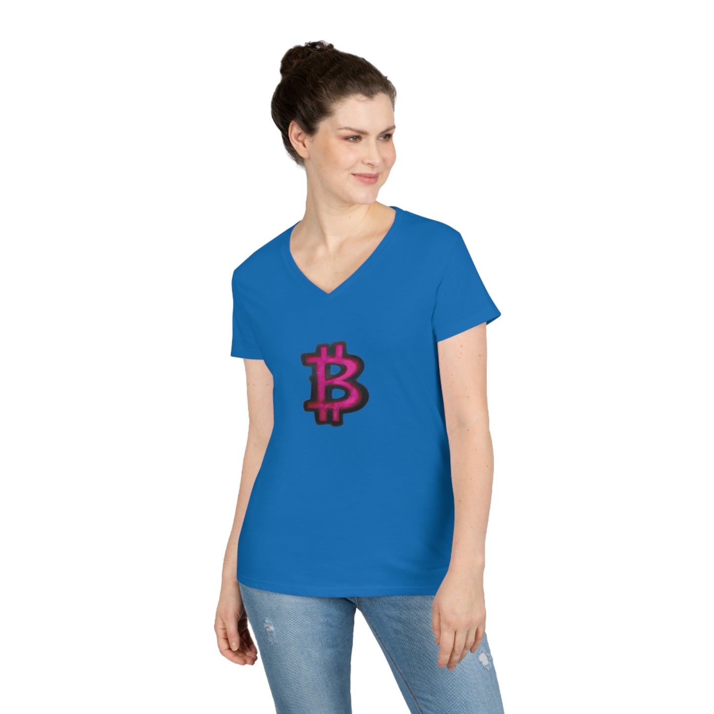Pink Graffiti B - Ladies' V-Neck T-Shirt