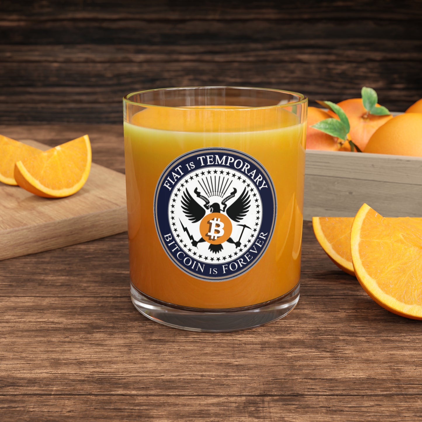 Bitcoin Presidential Seal - Bar Glass