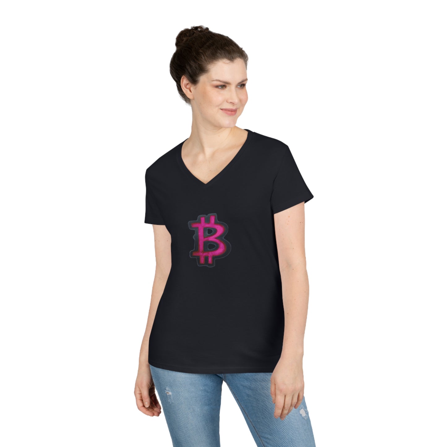 Pink Graffiti B - Ladies' V-Neck T-Shirt