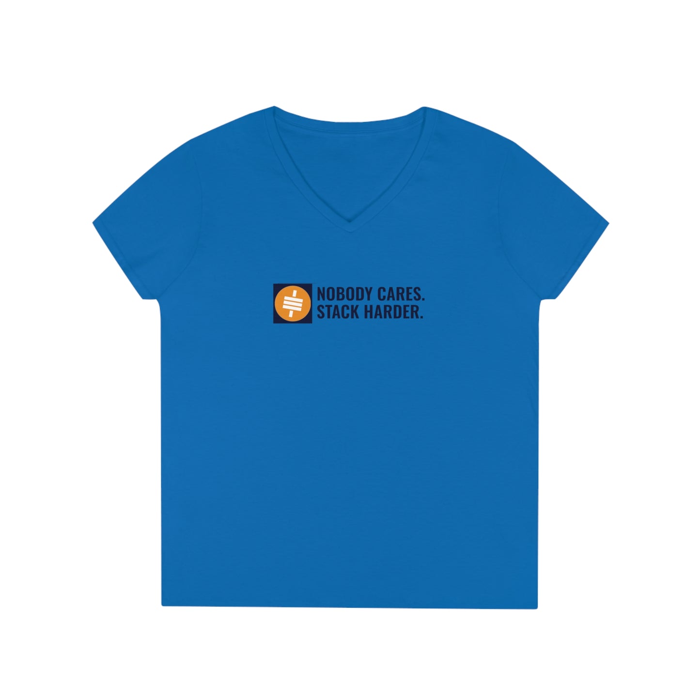 Stack Harder - Ladies' V-Neck T-Shirt