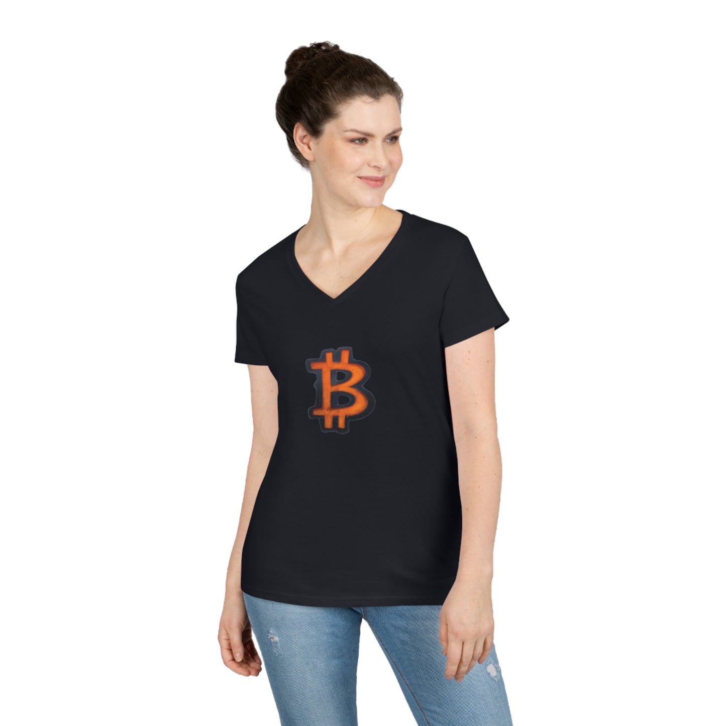 Orange Graffiti B - Ladies' V-Neck T-Shirt