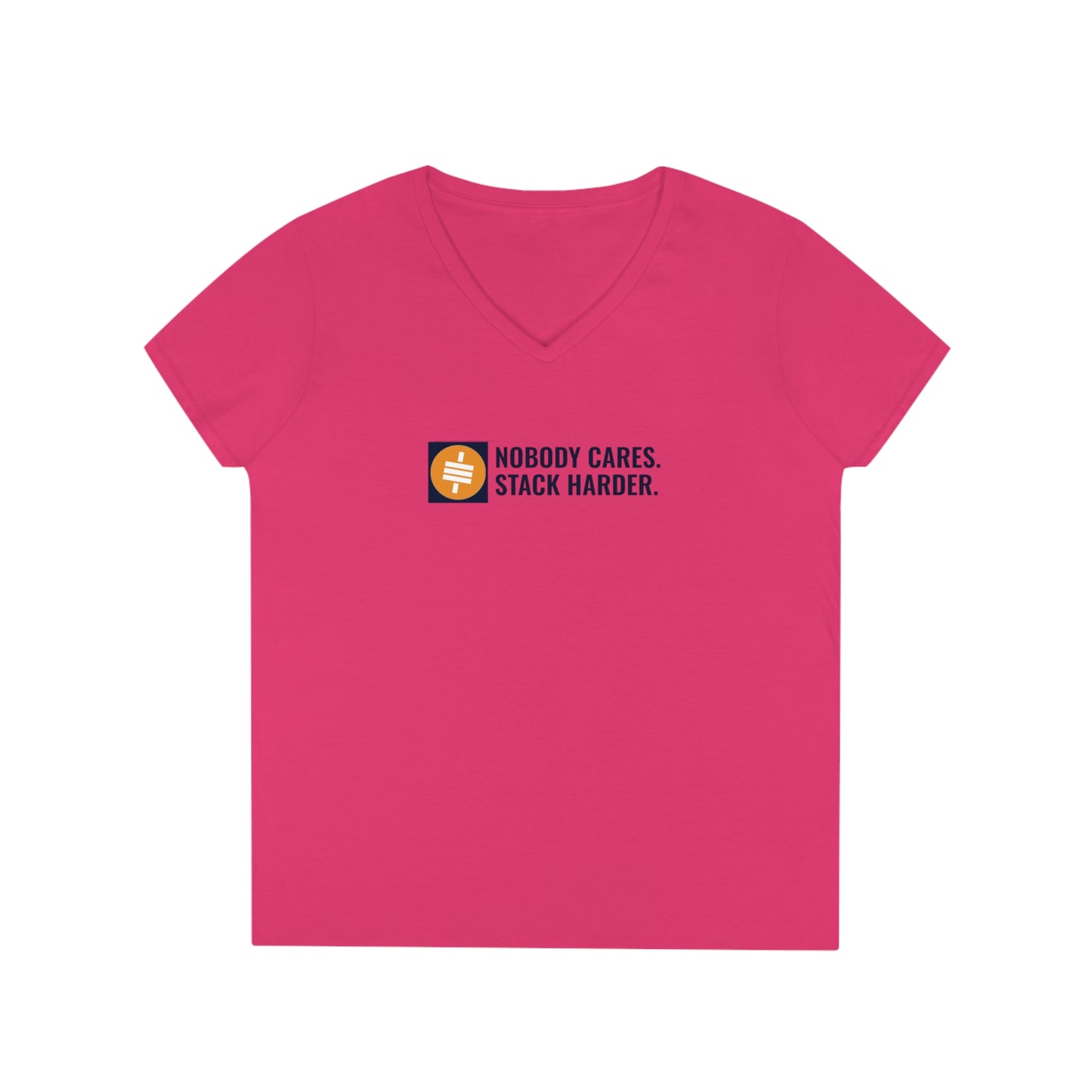 Stack Harder - Ladies' V-Neck T-Shirt