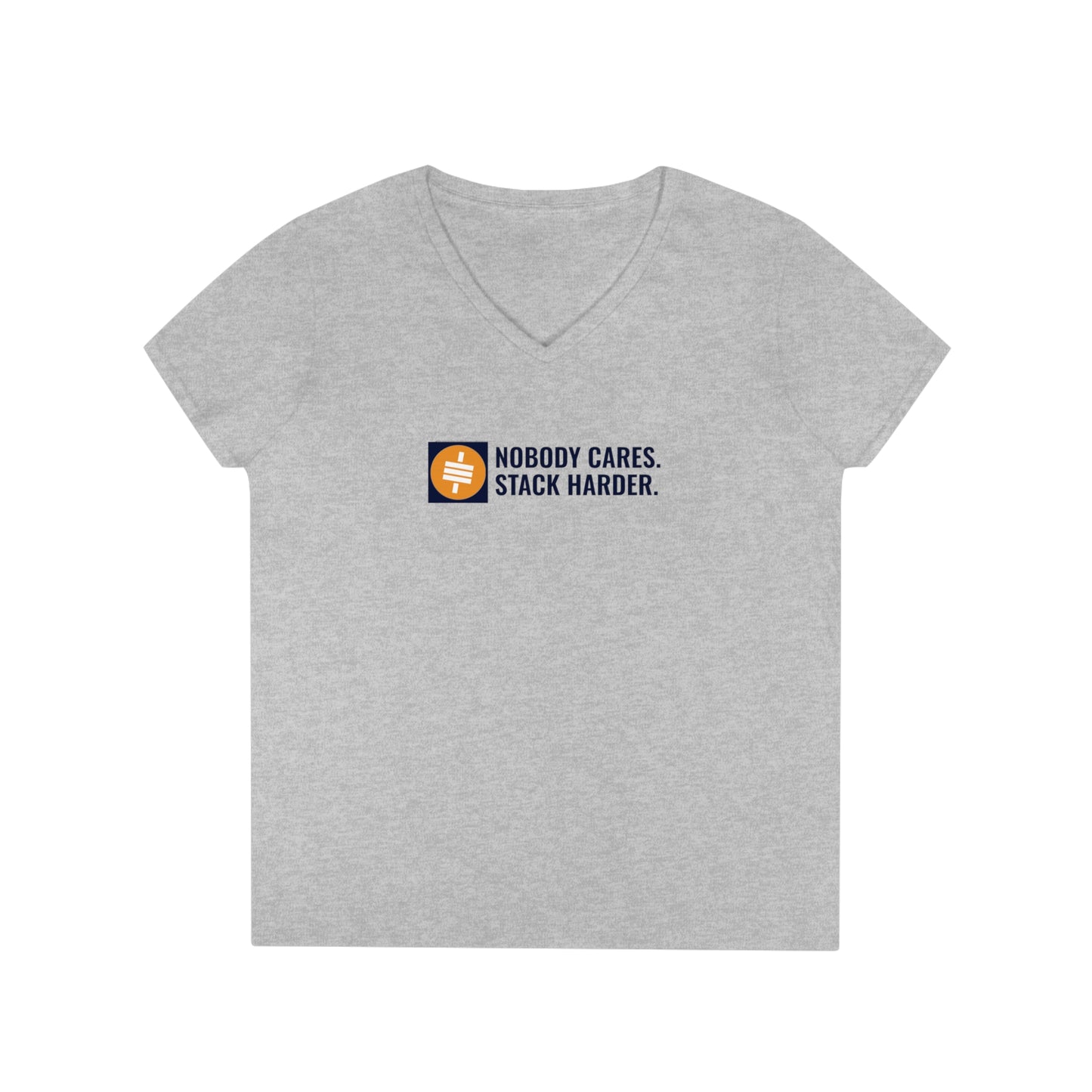 Stack Harder - Ladies' V-Neck T-Shirt