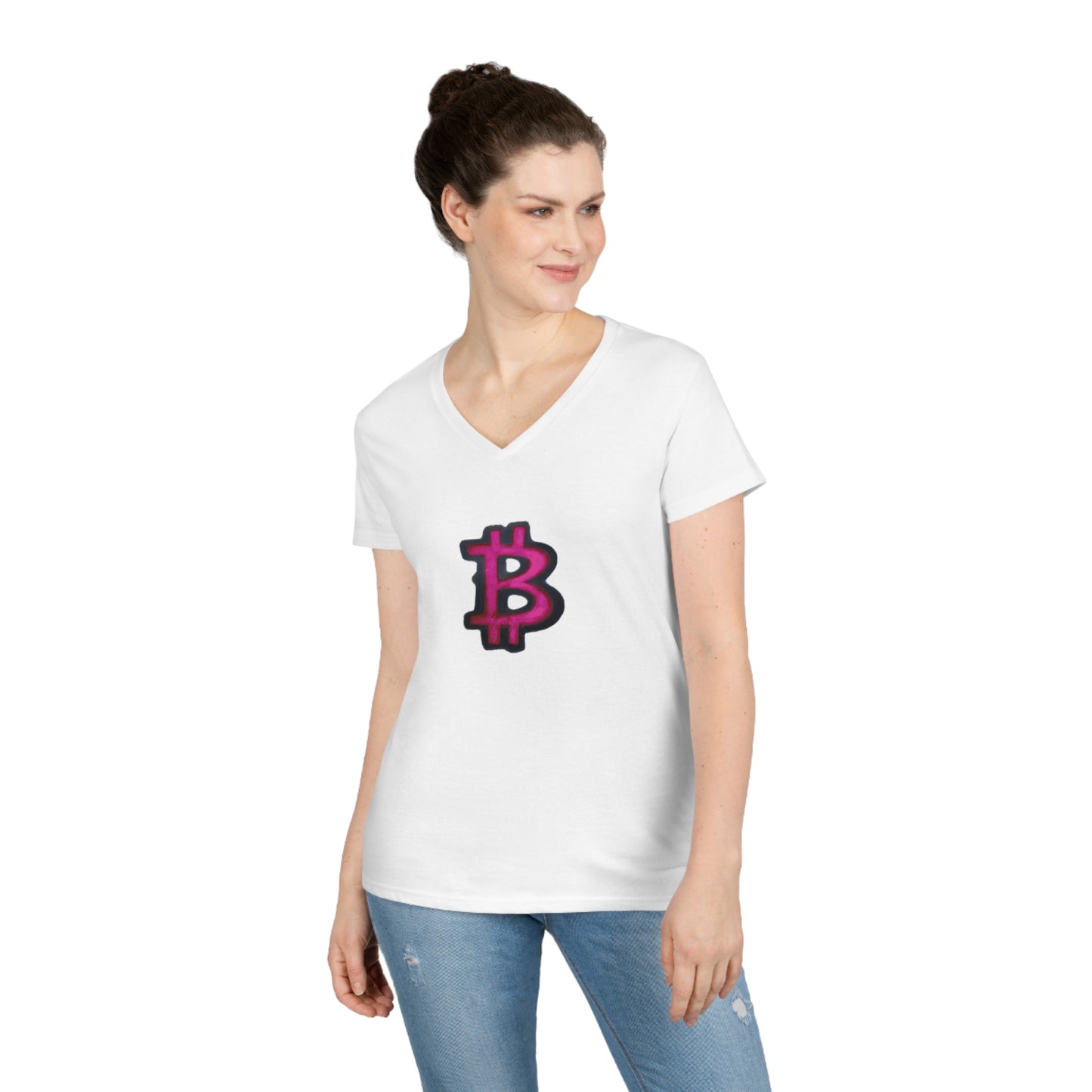 Pink Graffiti B - Ladies' V-Neck T-Shirt