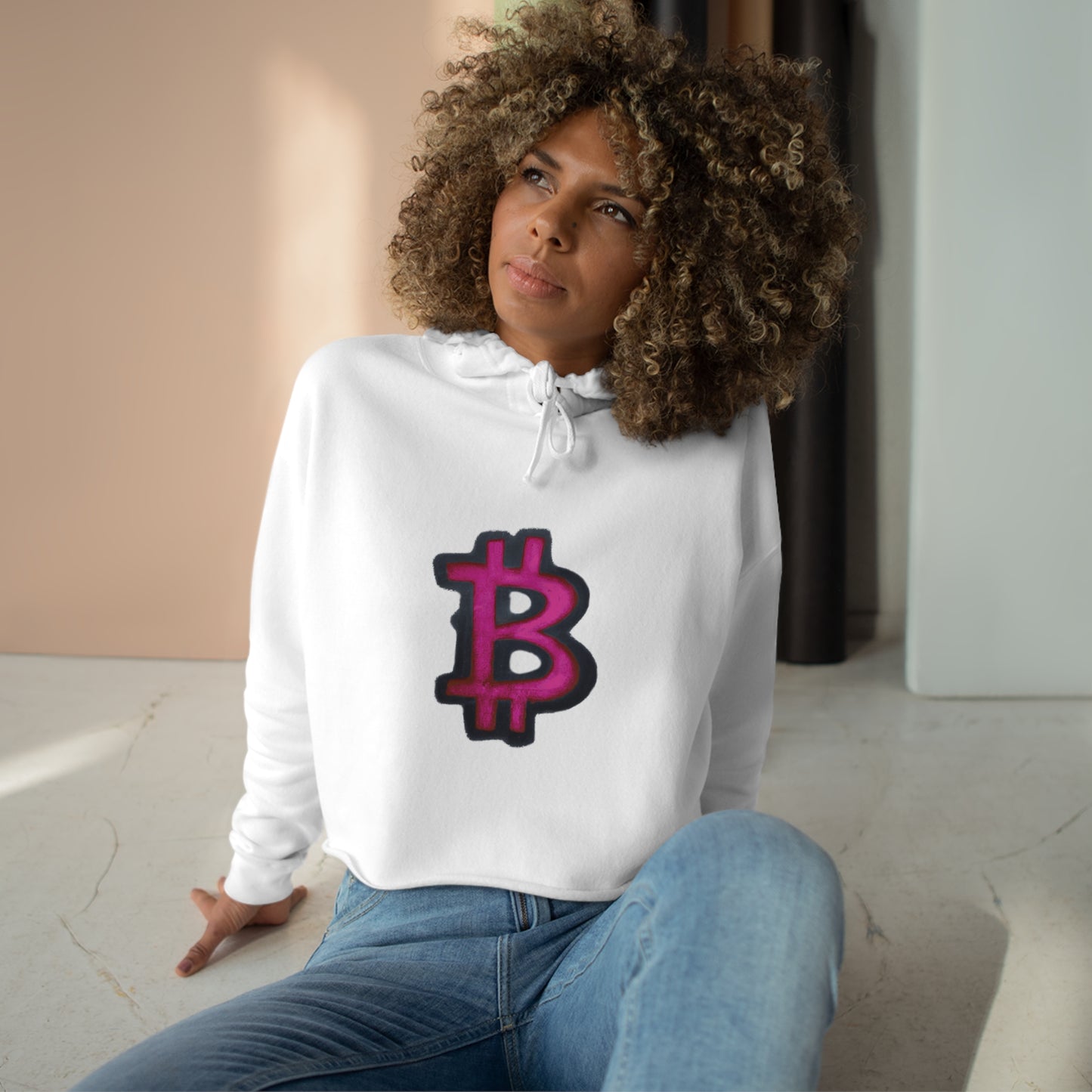 Pink Graffiti B - Crop Hoodie