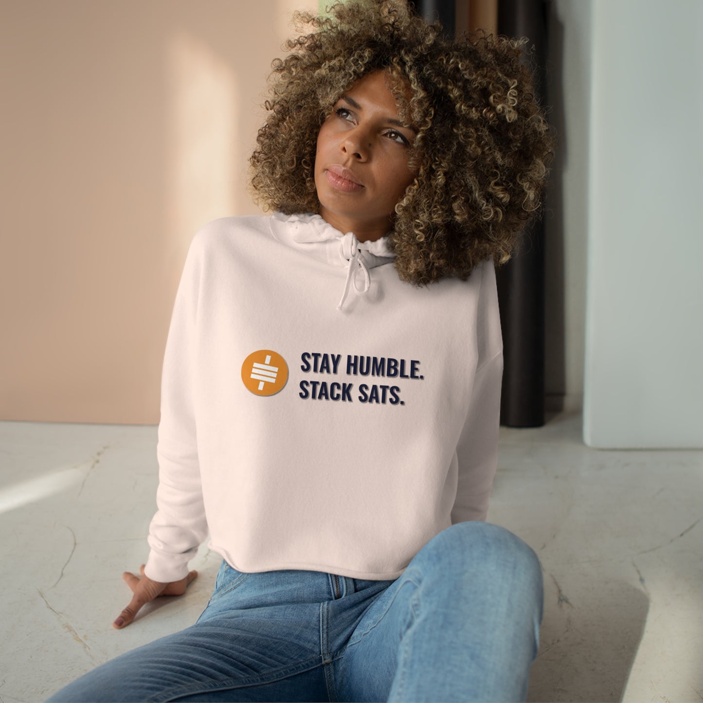 Stay Humble and Stack Sats - Crop Hoodie
