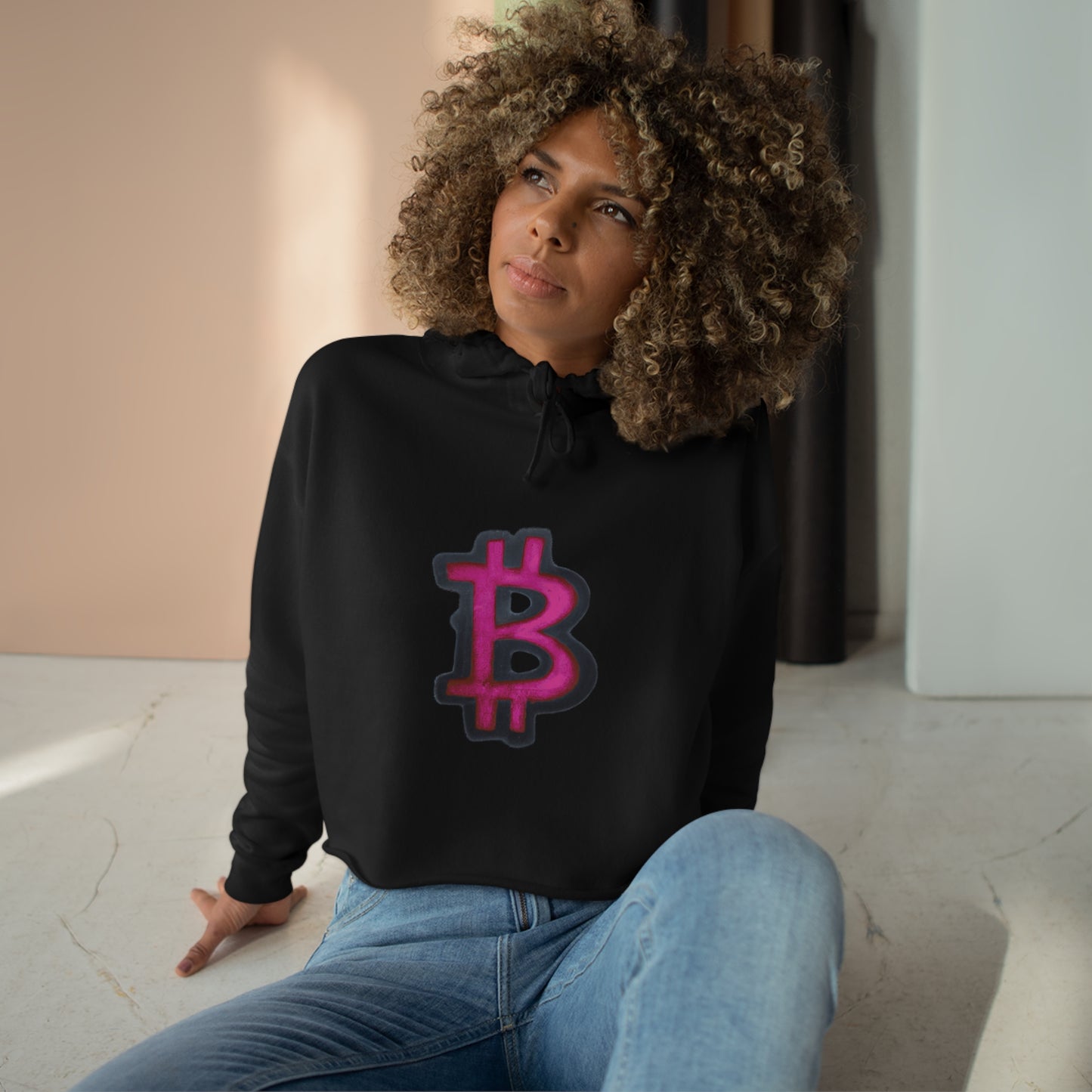 Pink Graffiti B - Crop Hoodie